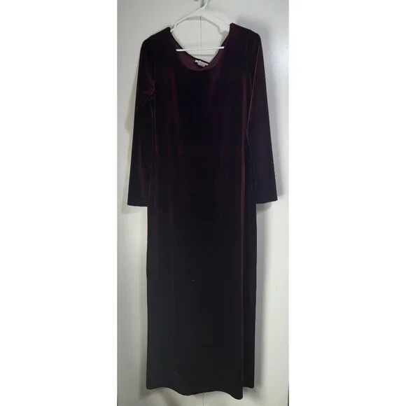 VTG LAPIS Womens Whimsigoth Velvet Maxi Dress SZ M Burgundy Grunge Witchy - Picture 2 of 11